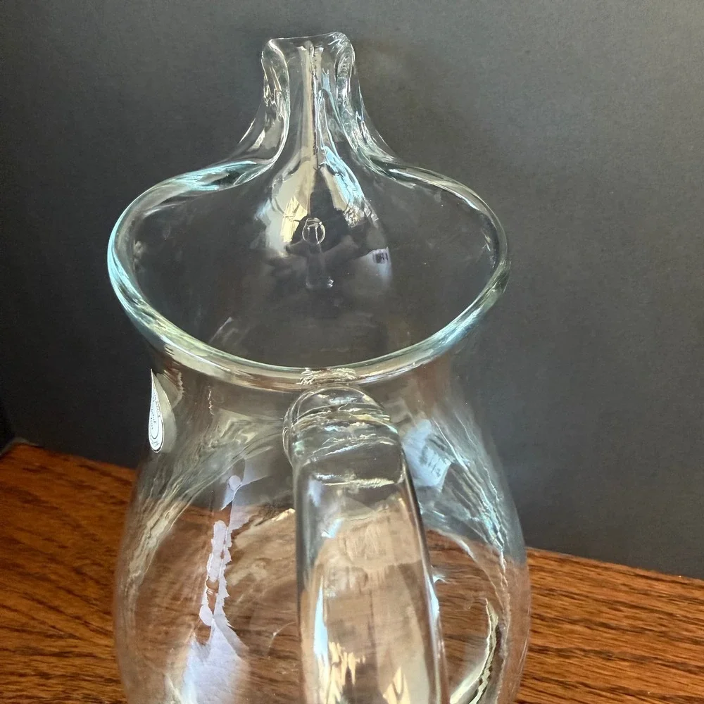 Crystal Clear Handcrafted Glass Pitcher Water Juice Carafe Made in Romania Clear